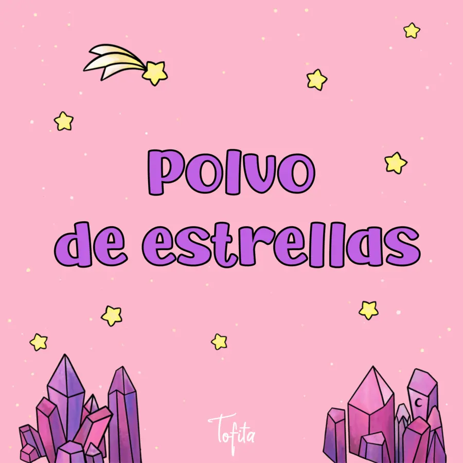 Portada de Polvo de Estrellas - Cristales y estrellas sobre fondo rosa